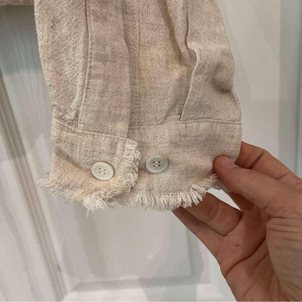 Umgee Linen Cotton blend Jacket Draw string hem. Button up light weight Size L - Picture 4 of 7